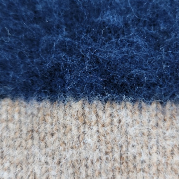 DemyLee New York beige/black wool/racoon hair knit striped Sweater Sz S - Picture 5 of 8